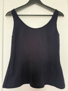 Banana Republic Textured Navy Sleeveless Peplum Tank Top Bustier